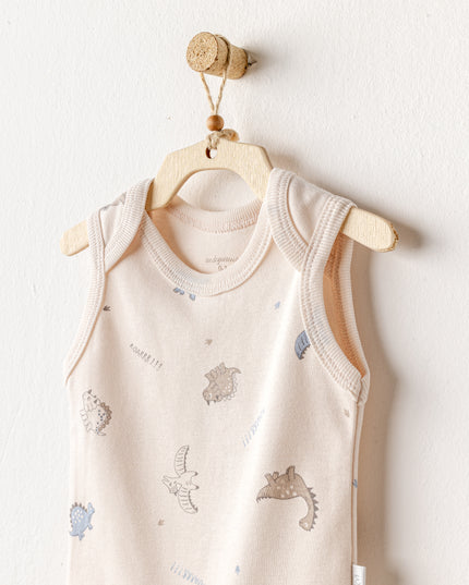 kidsatelier-andywawa-Beige-and-Blue-Dino-Bodysuits