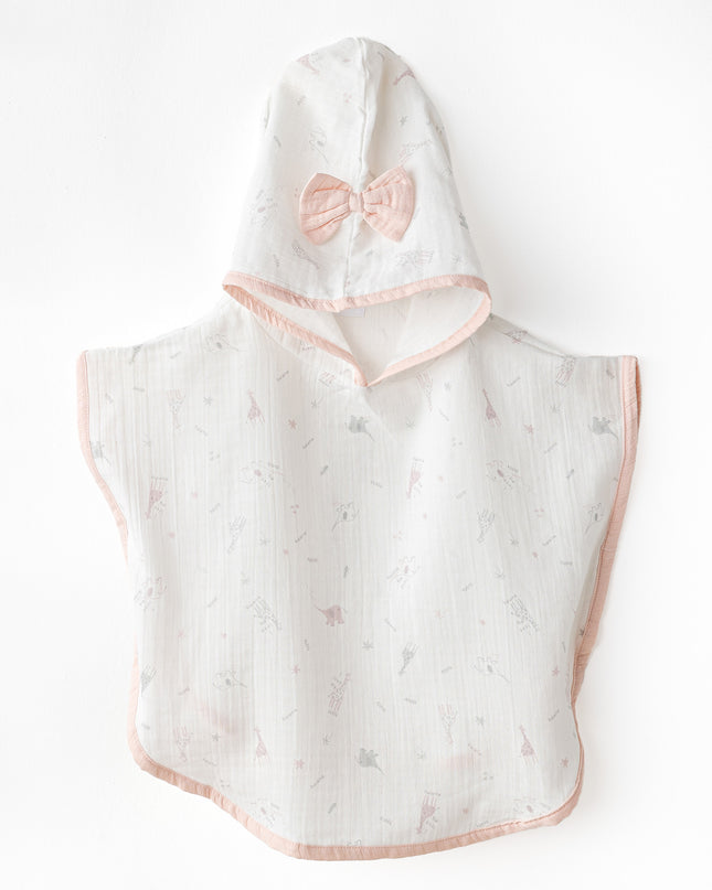 Ecru Love Family Muslin Bow Pancho