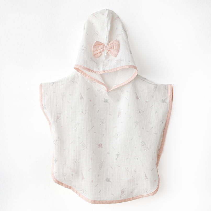 Ecru Love Family Muslin Bow Pancho