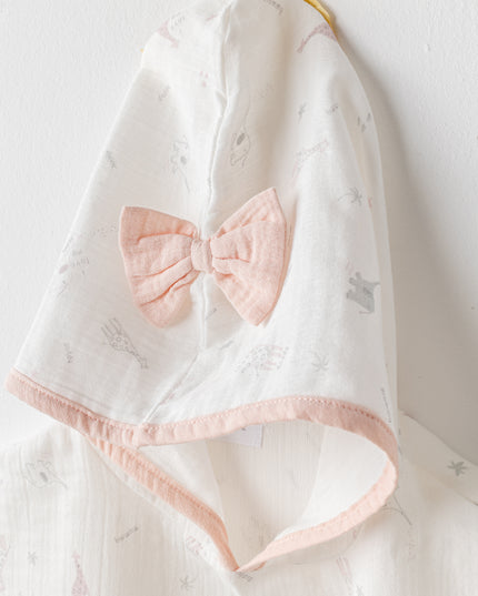 Ecru Love Family Muslin Bow Pancho