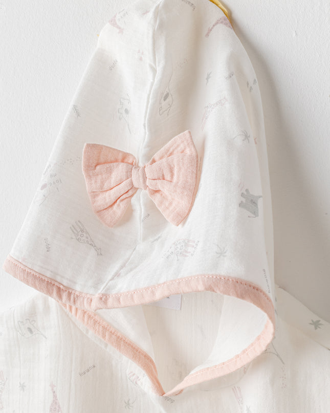 Ecru Love Family Muslin Bow Pancho