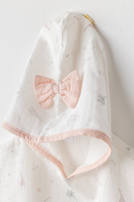 Ecru Love Family Muslin Bow Pancho