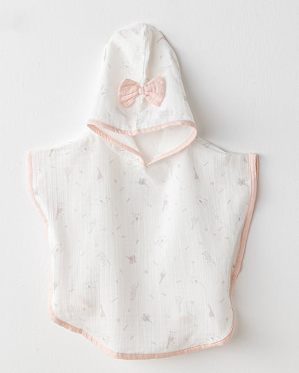 Ecru Love Family Muslin Bow Pancho