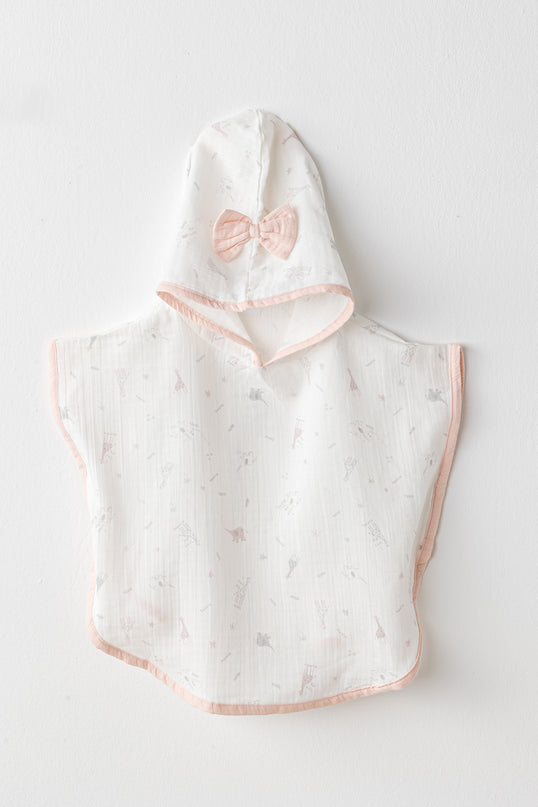 Ecru Love Family Muslin Bow Pancho