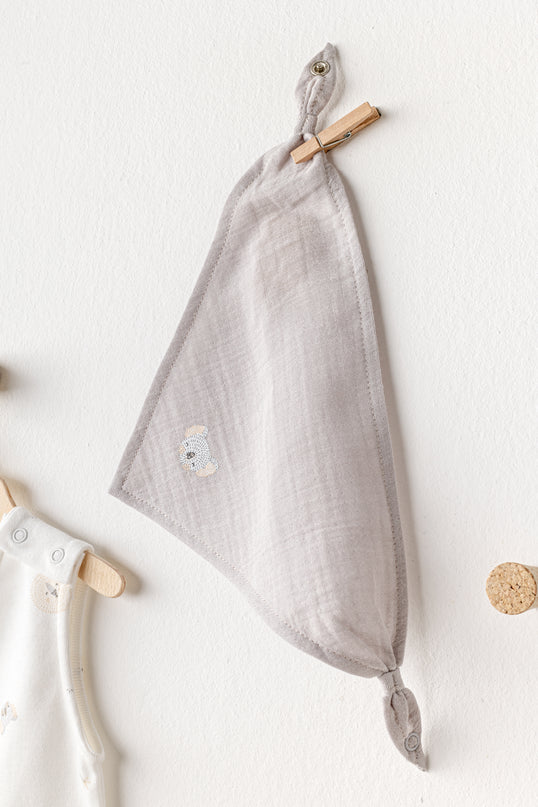Gray Ecru Romper and Bib Set