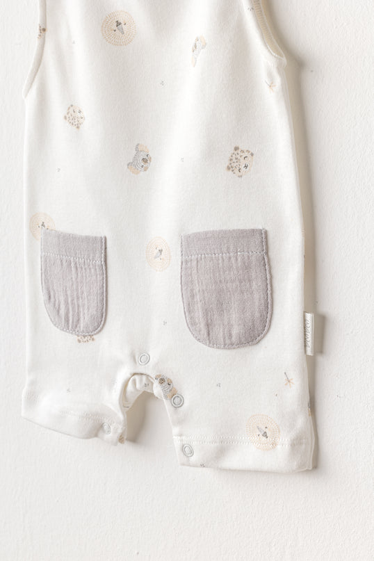 Gray Ecru Romper and Bib Set