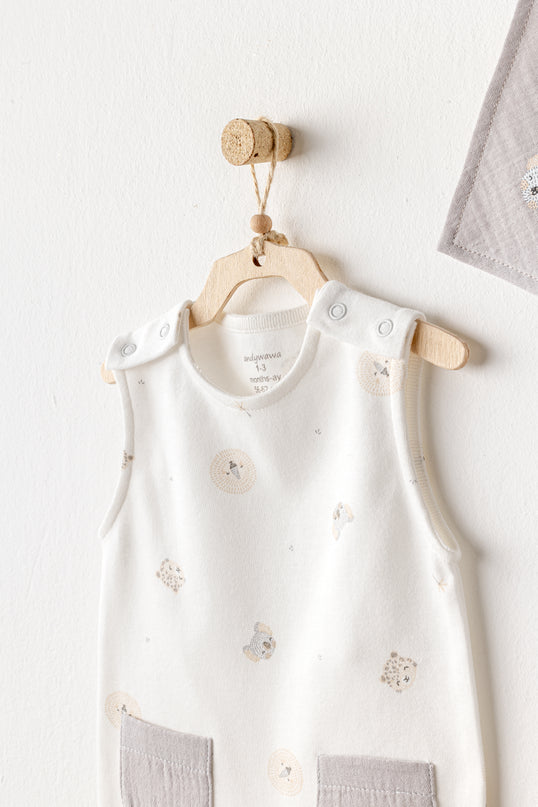 Gray Ecru Romper and Bib Set