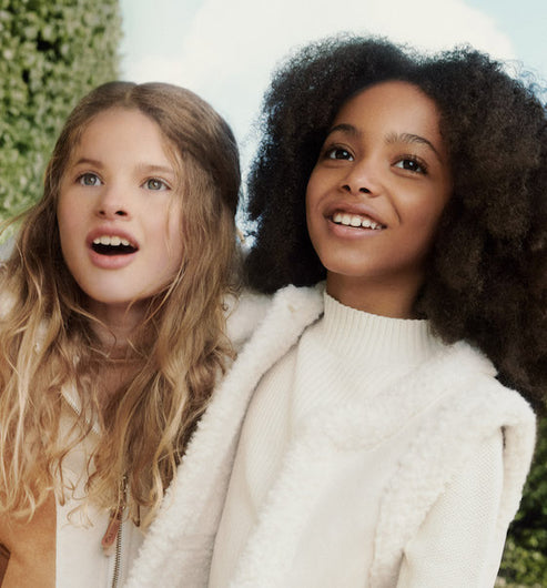 TWO GIRLS POSING for Kids Atelier Thankgiving sale childrenwear designer for black friday sale