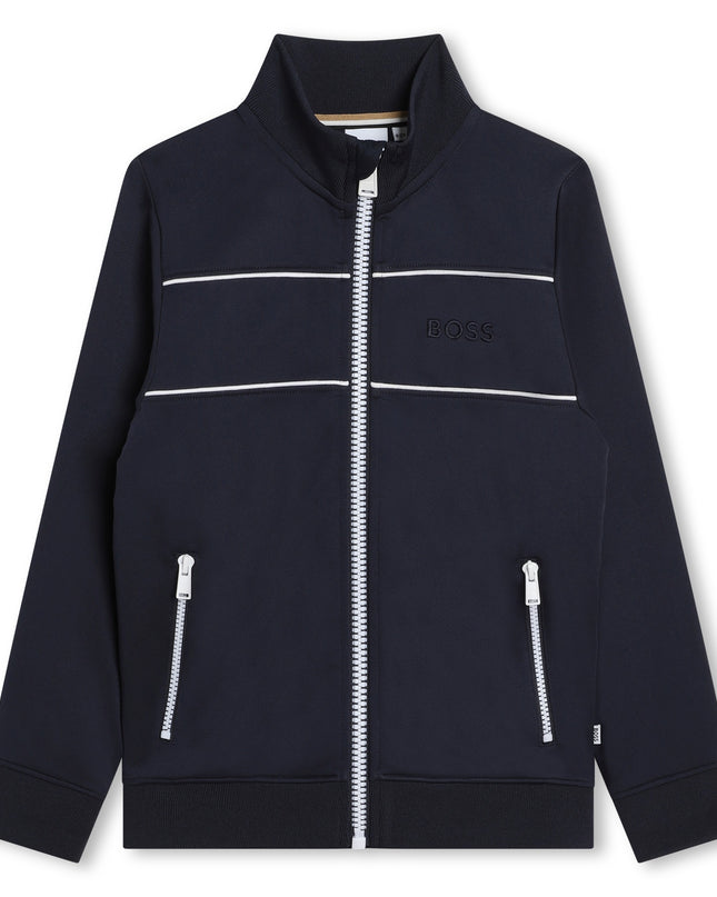 boss-j50699-849-kb-Navy Logo Zip Up Sweatshirt