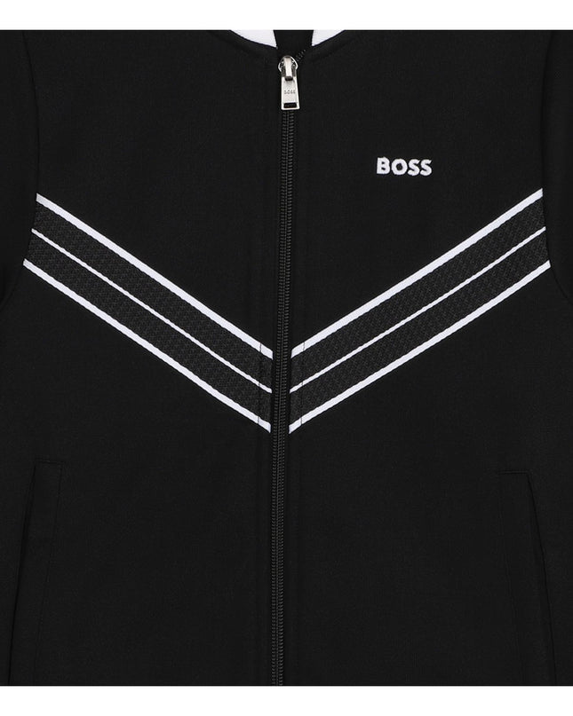 Black Chevron Zip Up Cardigan