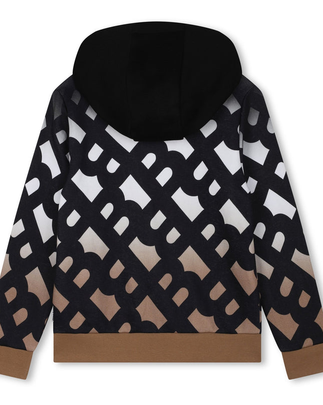 Black AOP Logo Hooded Sweatshirt