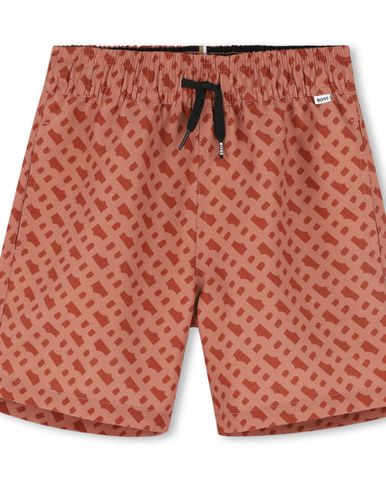 Chocolate Brown Pattern Swim Shorts