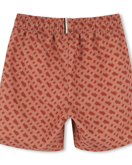Chocolate Brown Pattern Swim Shorts