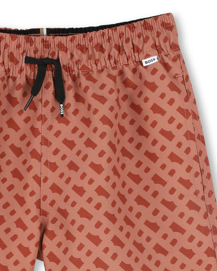 Chocolate Brown Pattern Swim Shorts