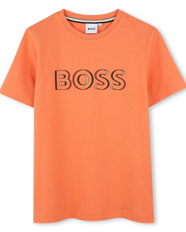 Kids Atelier-Boss-Orange Duo Toned Outline T-Shirt