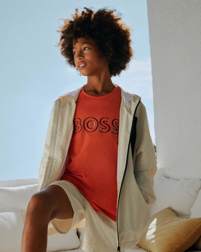 Kids Atelier-Boss-Orange Duo Toned Outline T-Shirt