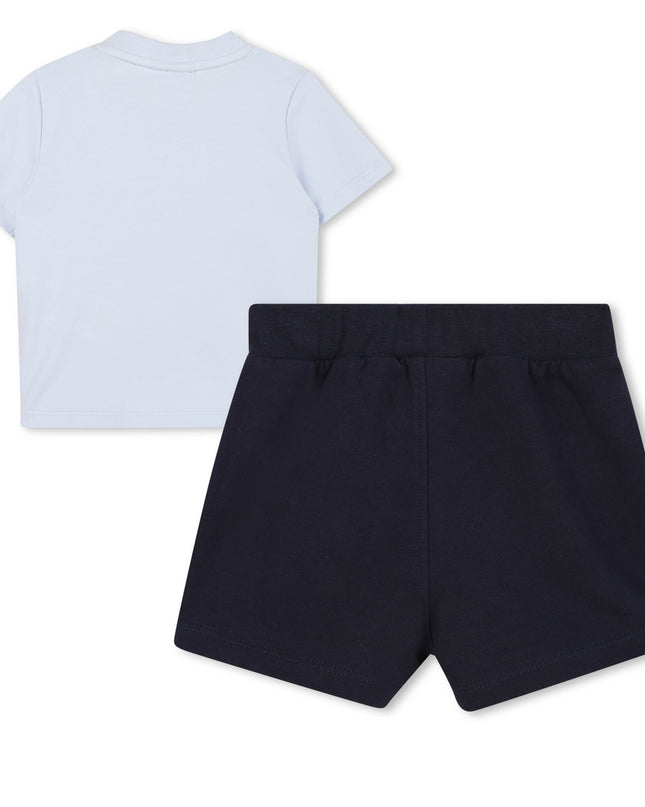 Pale Blue Cat-Bear Shorts Set