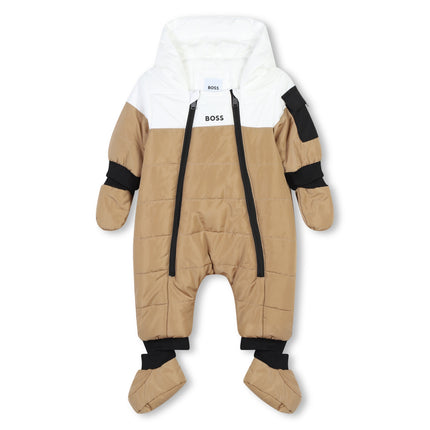 Kids Atelier Boss Beige Colorblock Down Snowsuit