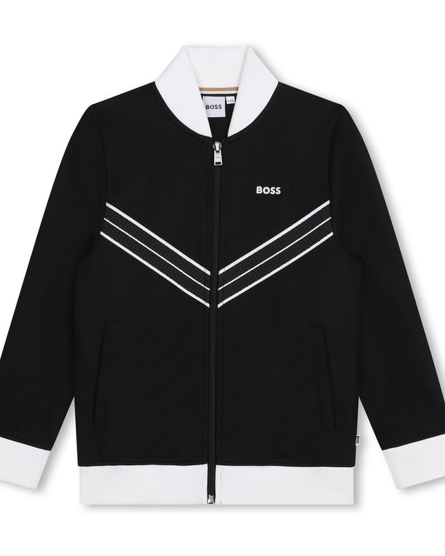 Kids Atelier boss Black Chevron Zip Up Cardigan