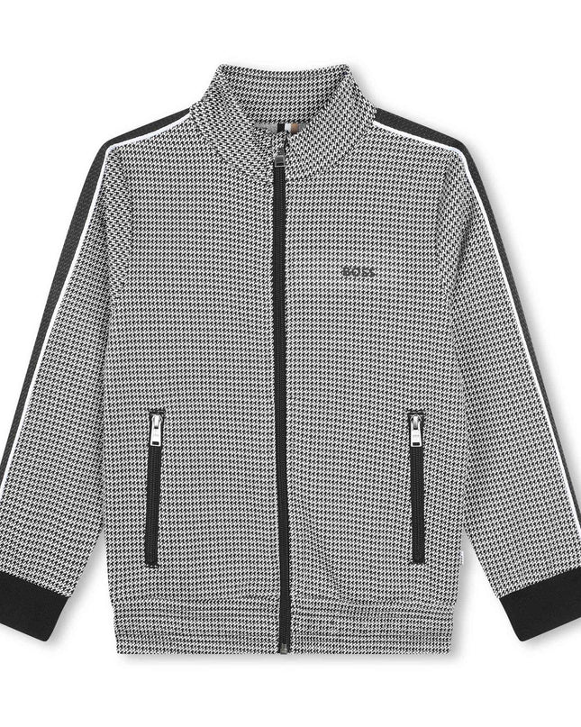 Kids Atelier Boss Black & Gray Zip Up Cardigan