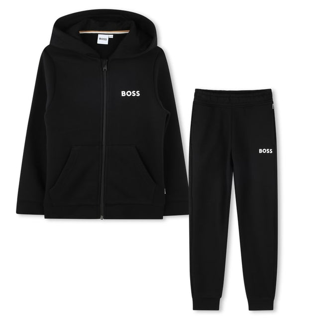 Kids Atelier Boss Black Logo Hooded Tracksuit