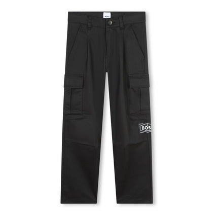 Kids Atelier Boss Black Logo Cargo Pants