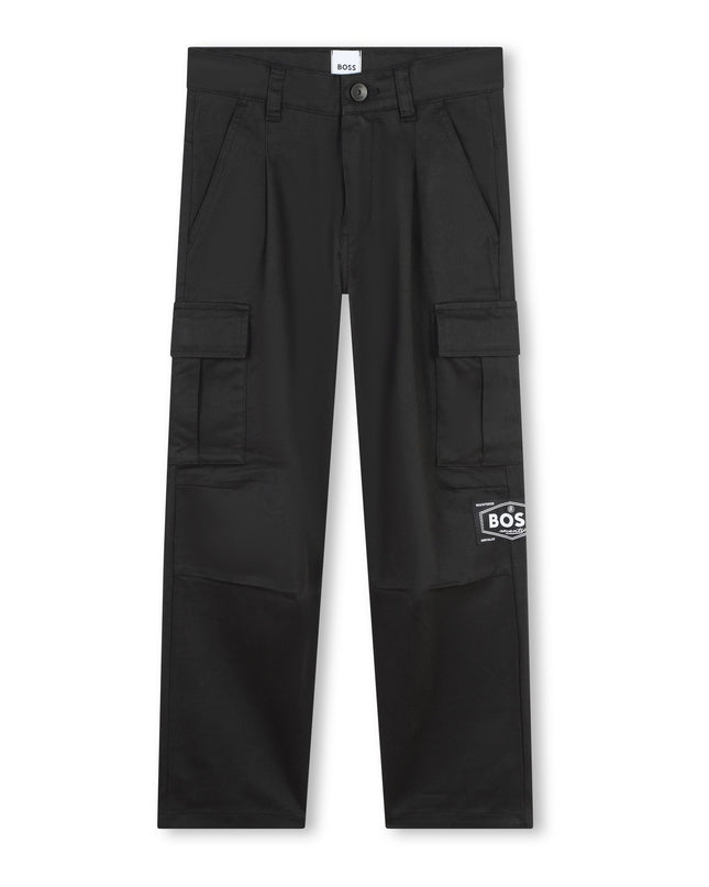 Kids Atelier Boss Black Logo Cargo Pants