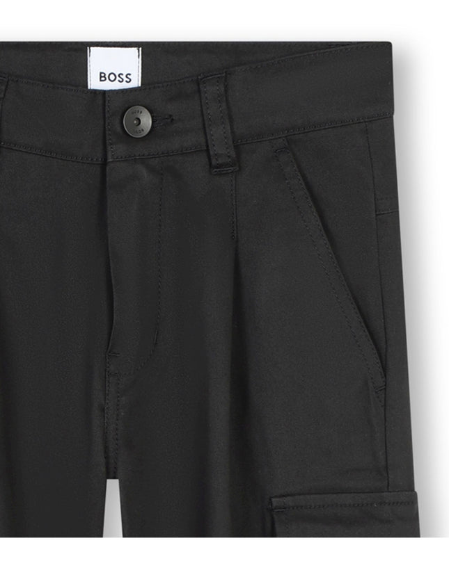 Kids Atelier Boss Black Logo Cargo Pants