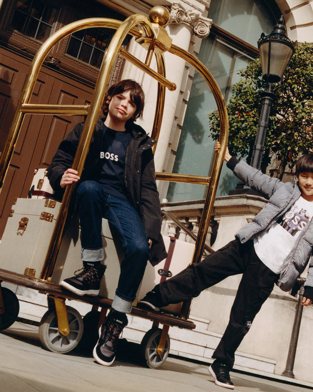 Kids Atelier Boss Black Logo Cargo Pants