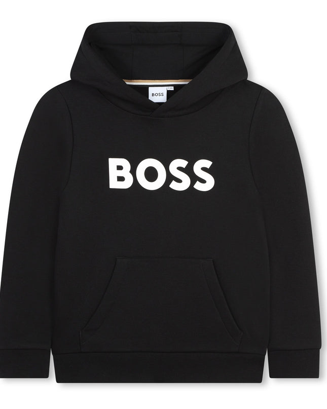 Kids Atelier Boss Black Hooded Logo Sweatshirt