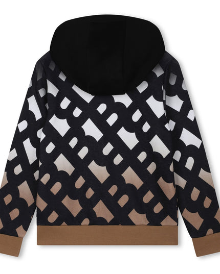Kids Atelier Boss Black AOP Logo Hooded Sweatshirt