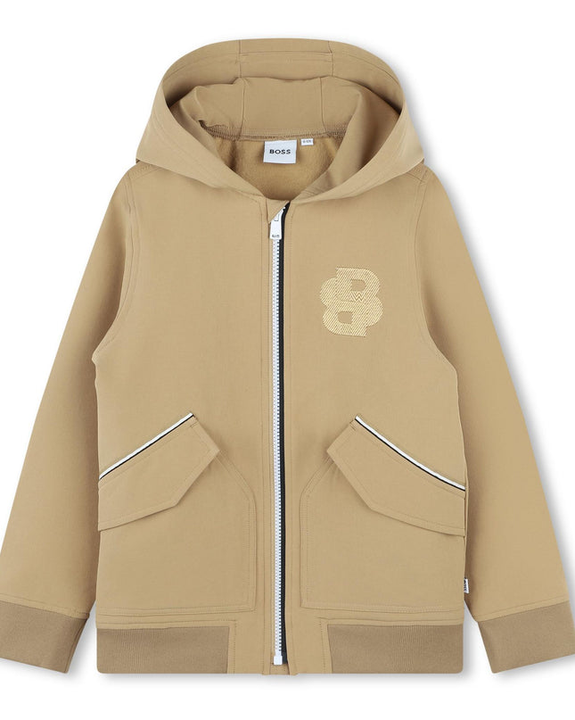 Kids Atelier Boss Brown Hooded Logo Sweatshirt