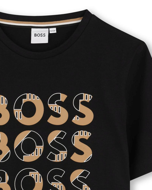 Kids Atelier Boss Black Triple Logo T-Shirt