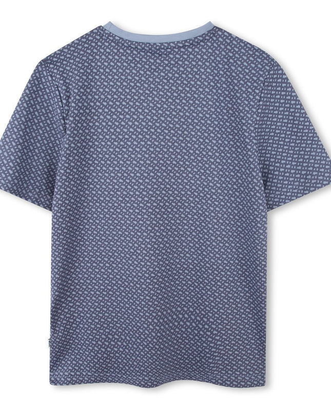 Kids Atelier Boss Blue Grey Monogram T-Shirt