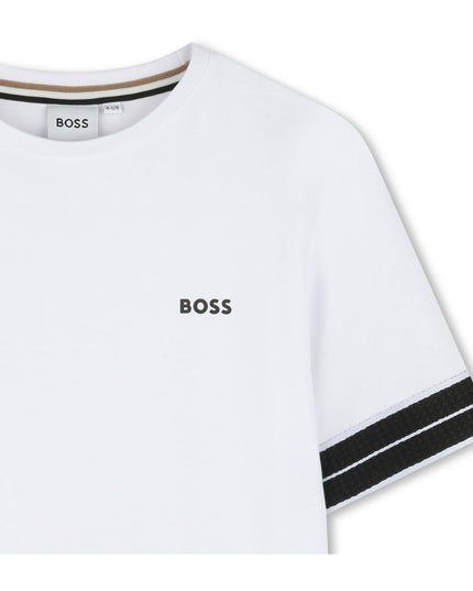 Kids Atelier Boss White Logo Crewneck T-Shirt