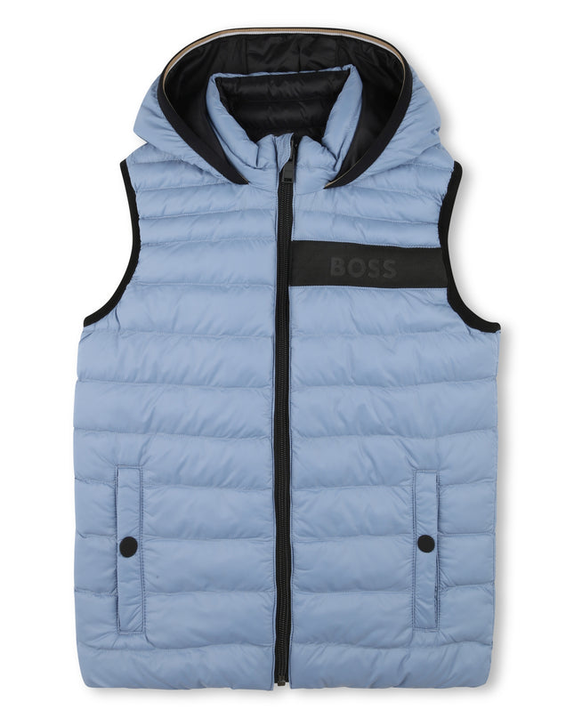 Kids Atelier Boss Blue Reversible Logo Puffer Vest