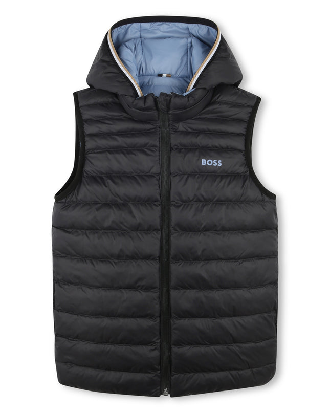 Kids Atelier Boss Blue Reversible Logo Puffer Vest