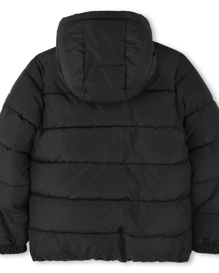 Kids Atelier Boss Black Hooded Logo Puffer Jacket
