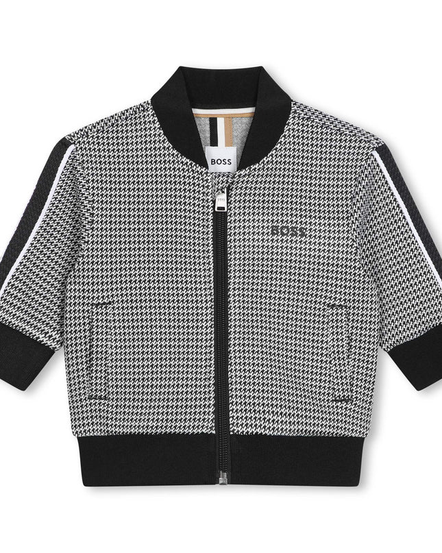 Kids Atelier Boss Black Jacquard Bomber Jacket