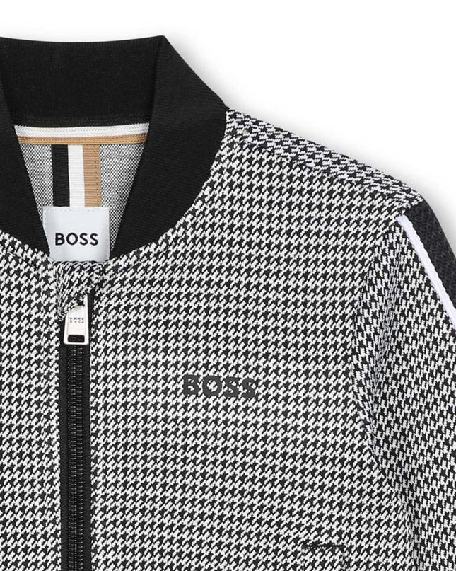 Kids Atelier Boss Black Jacquard Bomber Jacket