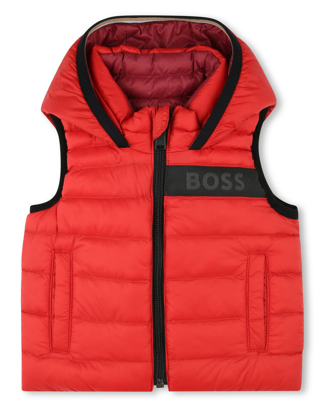 Kids Atelier Boss Red Reversible Logo Puffer Vest