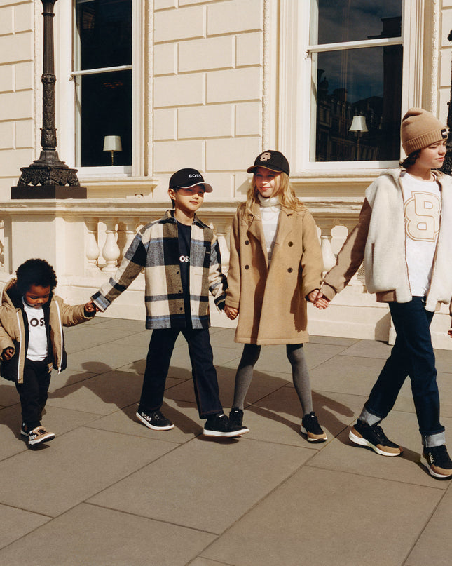 Kids Atelier Boss Beige Colorblock Logo Puffer Jacket