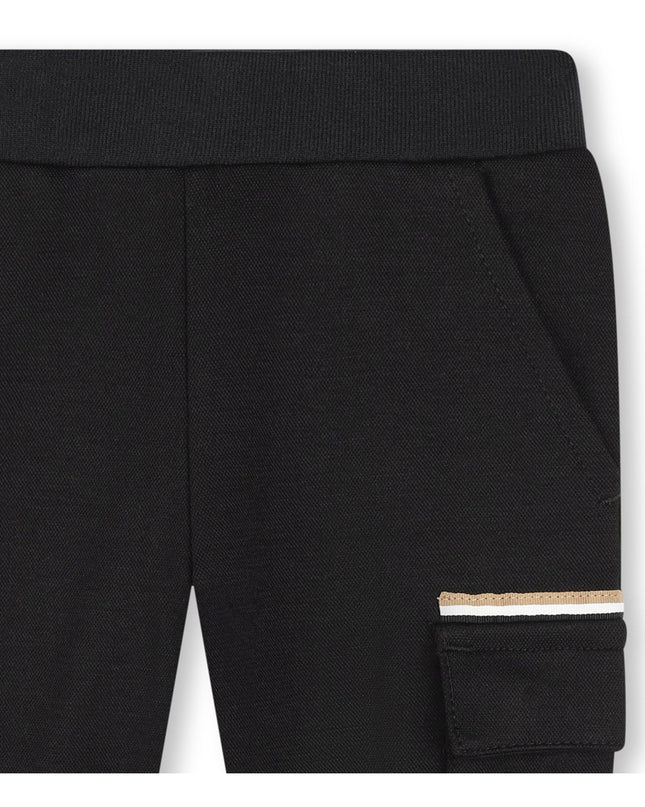 Kids Atelier Boss Black Pocket Logo Joggers