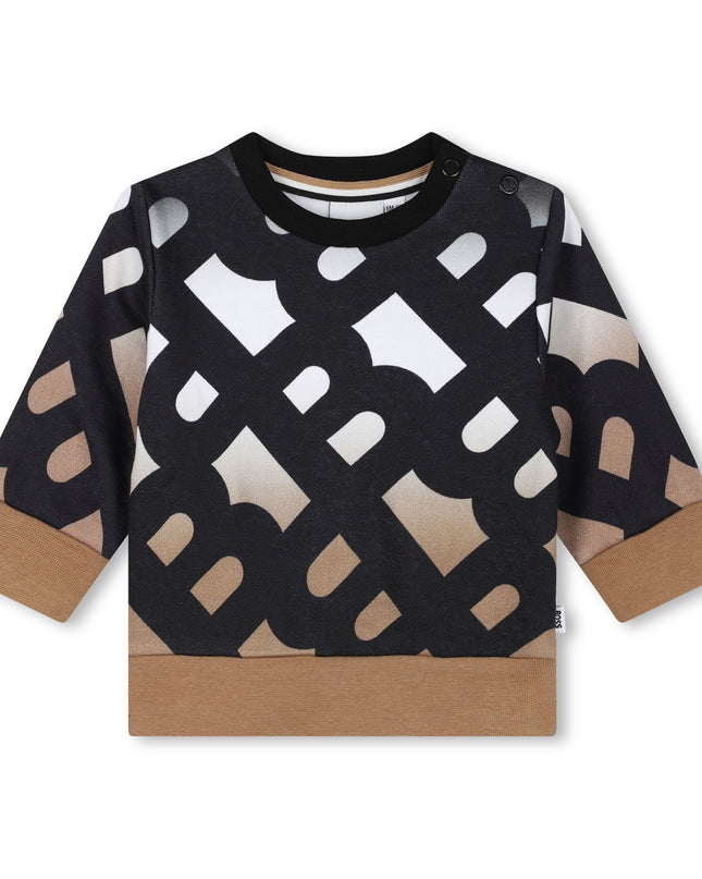 Kids Atelier Boss Black AOP Logo Sweatshirt