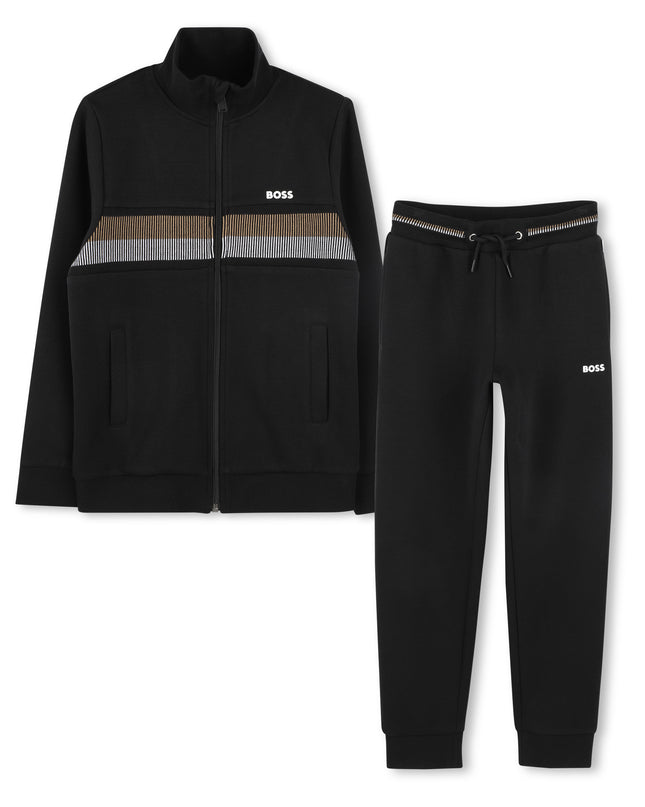 Kids Atelier-Boss-Black Cardigan Track Outfit Set