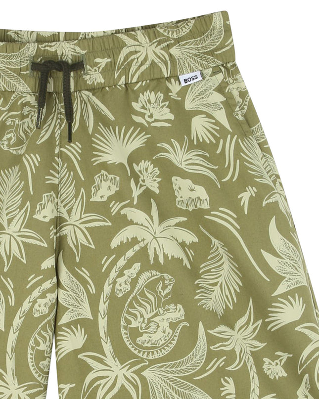 Kids Atelier-Boss-Dark Green Island Bermuda Shorts
