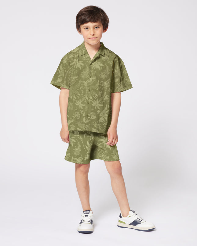Kids Atelier-Boss-Dark Green Island Bermuda Shorts