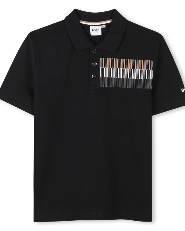 Kids Atelier-Boss-Black Short Sleeve Block Polo