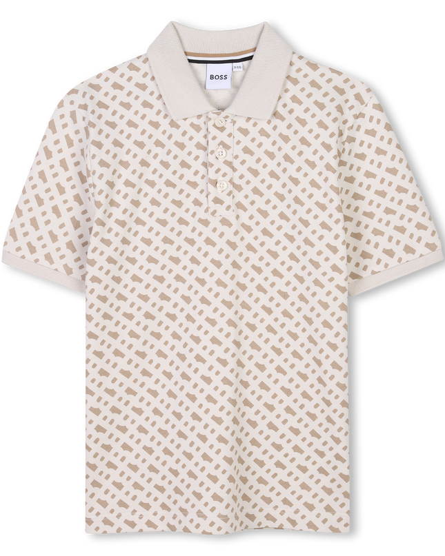 Kids Atelier-Boss-Sand Short Sleeve Pattern Polo