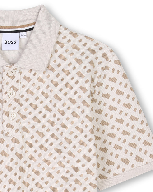 Kids Atelier-Boss-Sand Short Sleeve Pattern Polo